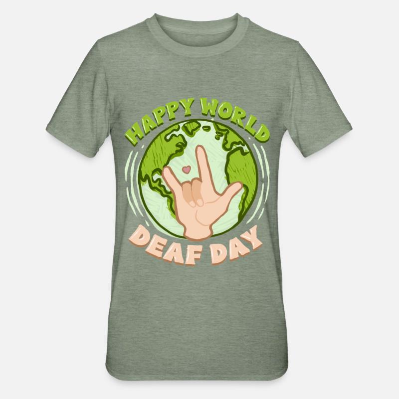 ASL Sign Language Interpreter World Deaf Day - Unisex Polycotton T-Shirt - heather military green