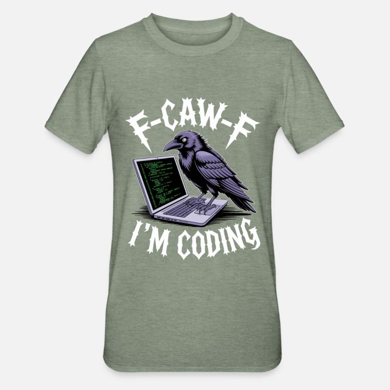 F-Caw-F Je code - T-shirt polycoton Unisexe - vert kaki chiné