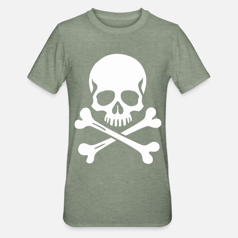 Crâne Jolly Roger classique - T-shirt polycoton Unisexe - vert kaki chiné