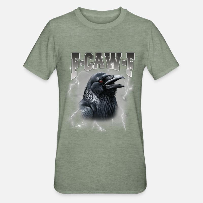 F-Caw-E Raven Storm Graphic - Unisex Polycotton T-Shirt - heather military green