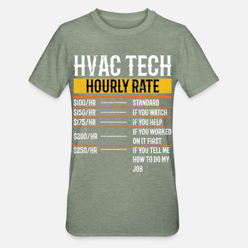 Funny HVAC Technician hourly rate Accounting CP - Unisex Polycotton T-Shirt - heather military green
