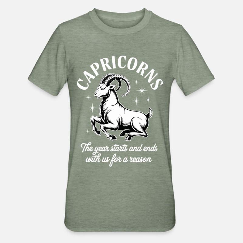Steinbock Sternzeichen - Unisex Polycotton T-Shirt - Militärgrün meliert