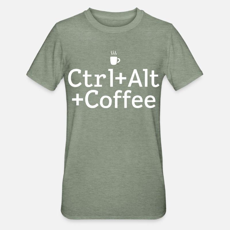 Kaffee-pause Ctrl-Alt-Café - T-shirt polycoton Unisexe - vert kaki chiné