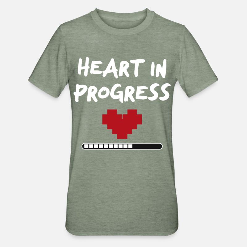 HEART IN PROGRESS Statement - Unisex Polycotton T-Shirt - Militärgrün meliert