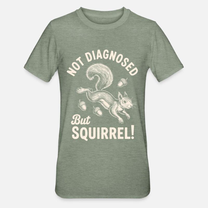 Pas diagnostiqué mais écureuil ! - T-shirt polycoton Unisexe - vert kaki chiné