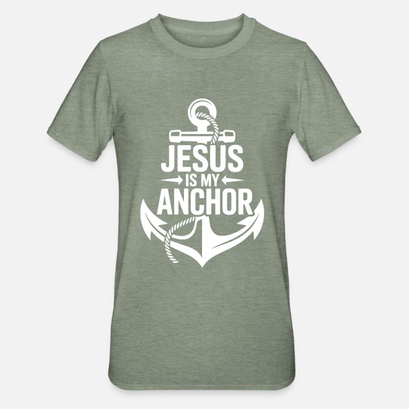 Jésus est ma foi d’ancrage - T-shirt polycoton Unisexe - vert kaki chiné
