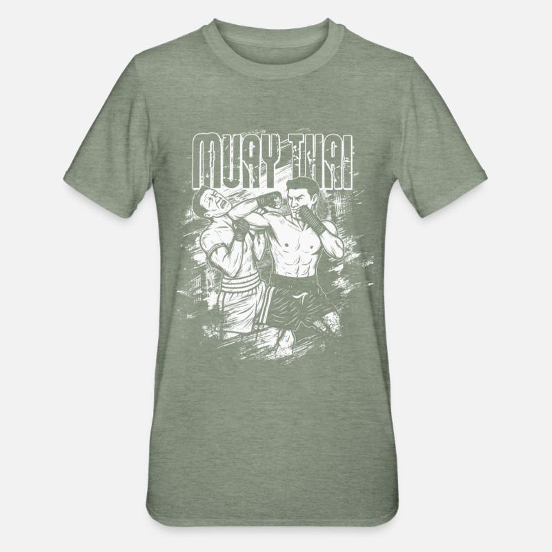 Technique du coude Muay Thai - T-shirt polycoton Unisexe - vert kaki chiné