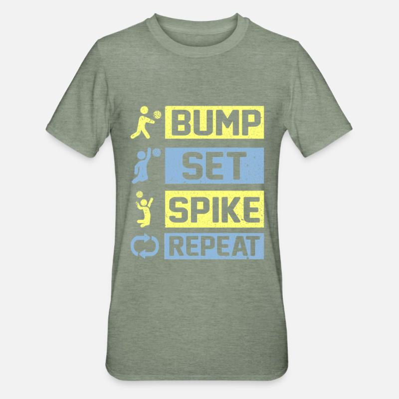Bump Set Spike Repeat Volleyball - T-shirt polycoton Unisexe - vert kaki chiné