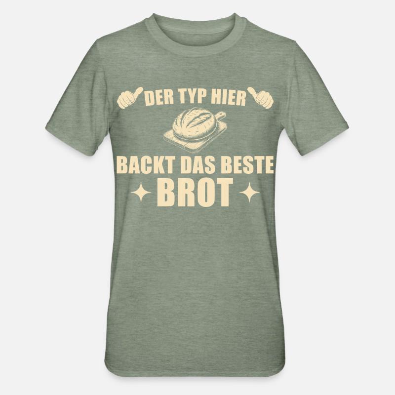 Brot backen - Bester Bäcker Geschenkidee - Unisex Polycotton T-Shirt - Militärgrün meliert