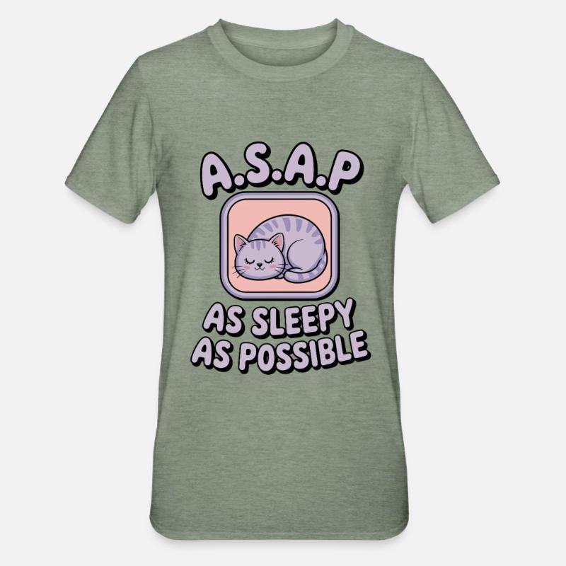 ASAP Sleeping Cat - T-shirt polycoton Unisexe - vert kaki chiné