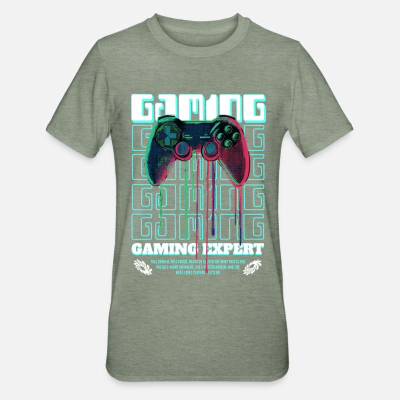 Gaming Expert Controller - Unisex Polycotton T-Shirt - Militärgrün meliert