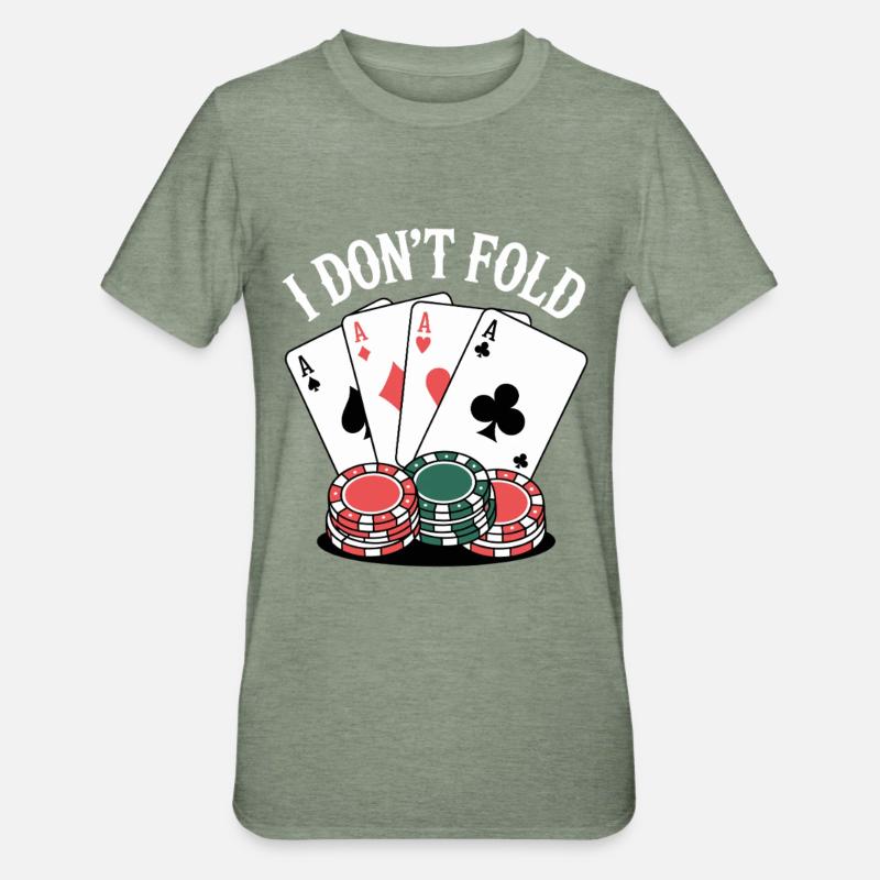Fold Poker Karten - Unisex Polycotton T-Shirt - Militärgrün meliert