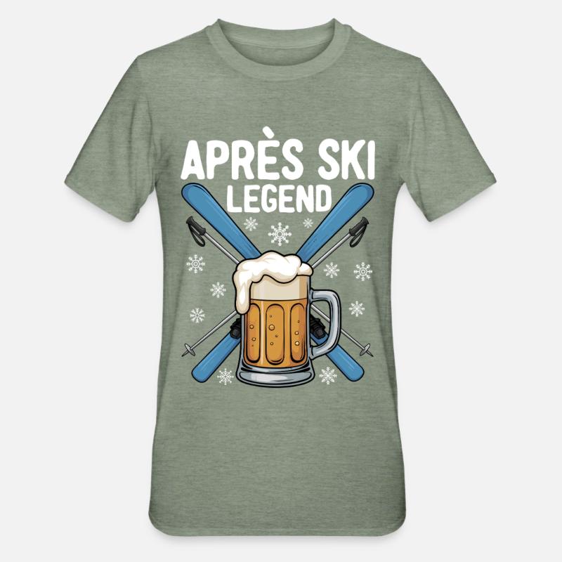 Légende de l’après-ski - T-shirt polycoton Unisexe - vert kaki chiné
