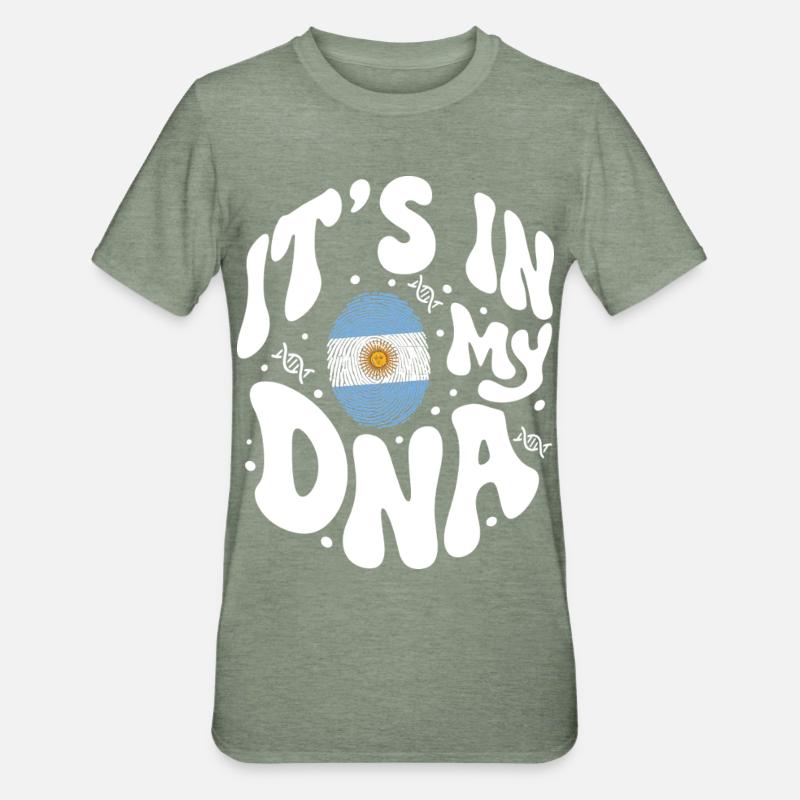 ADN argentin Drapeau argentin Hispanique - T-shirt polycoton Unisexe - vert kaki chiné
