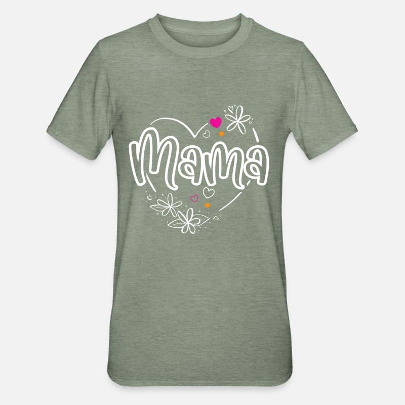 Mama - Unisex Polycotton T-Shirt - Militärgrün meliert