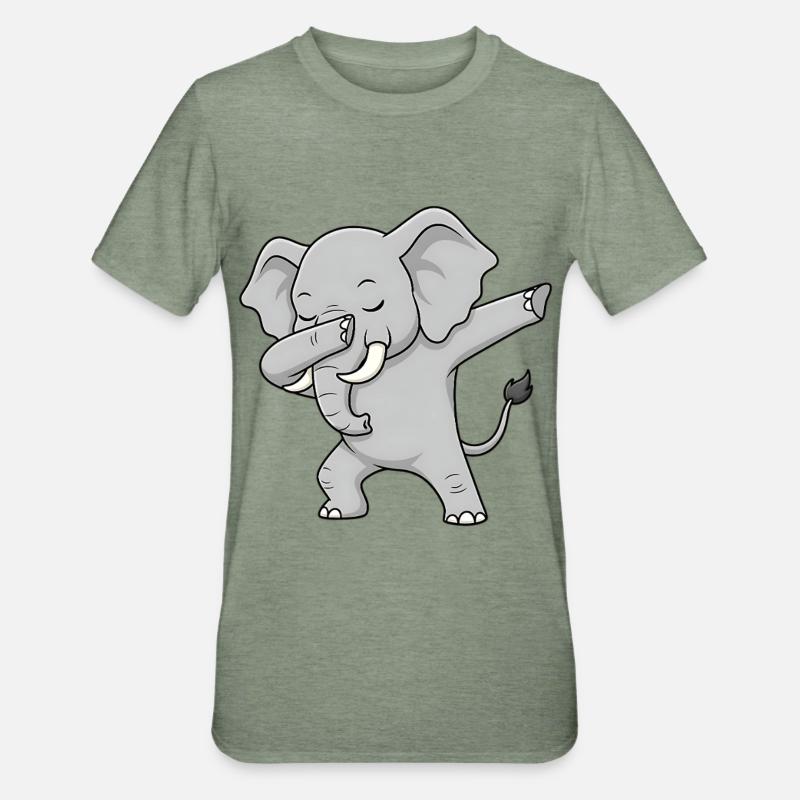 Éléphant cool dans le style dabbing - T-shirt polycoton Unisexe - vert kaki chiné