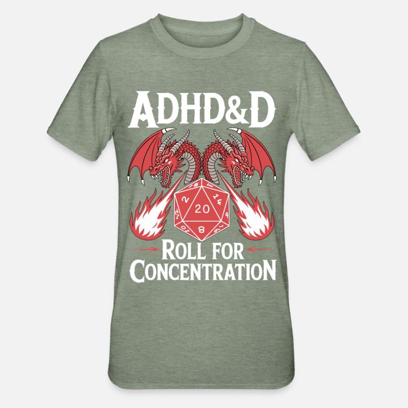 Roll for concentration ADHD - Unisex Polycotton T-Shirt - heather military green