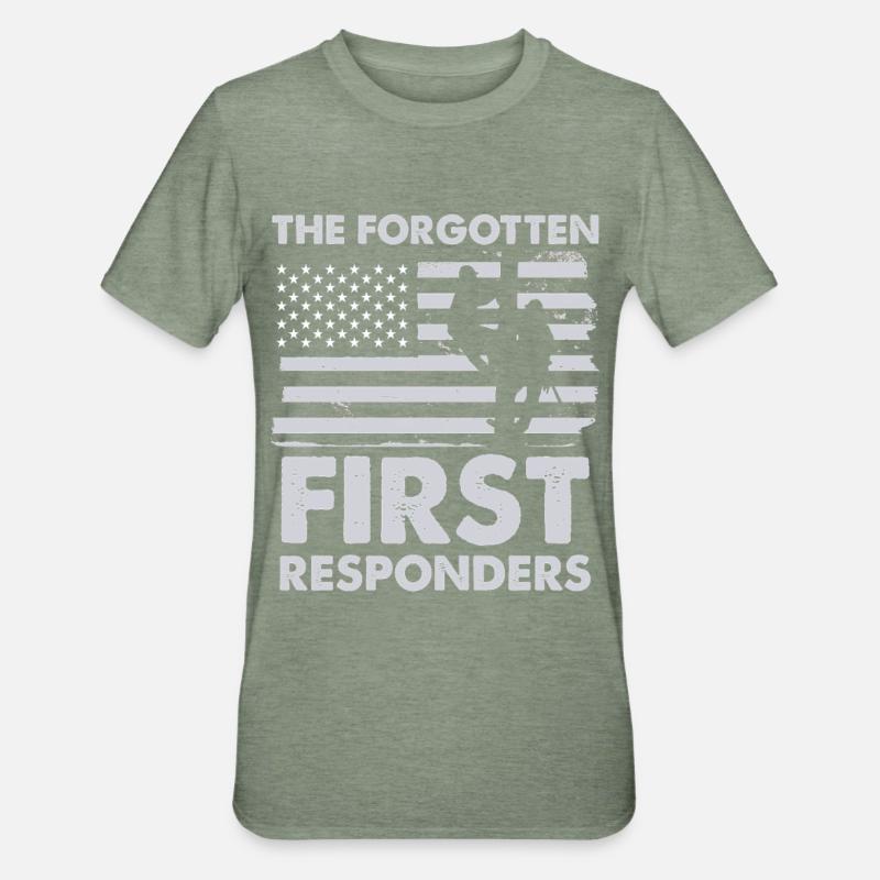 Drapeau oublié des premiers intervenants - T-shirt polycoton Unisexe - vert kaki chiné