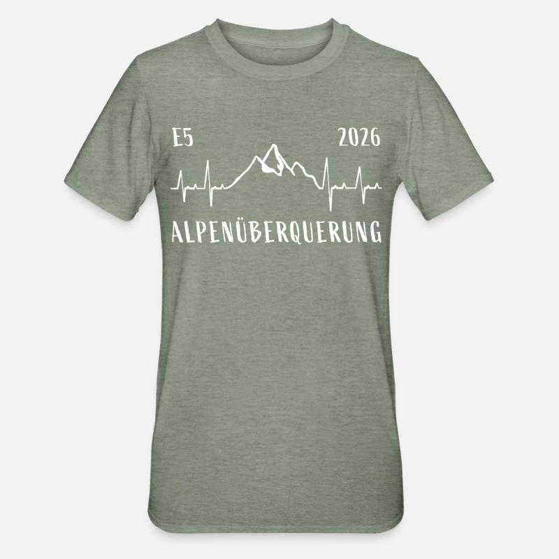 Alpenüberquerung E5 2026 - Unisex Polycotton T-Shirt - Militärgrün meliert