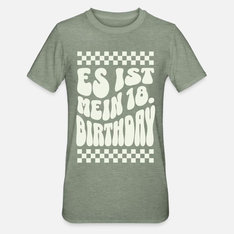 C’est mon 18e anniversaire Retro Design - T-shirt polycoton Unisexe - vert kaki chiné