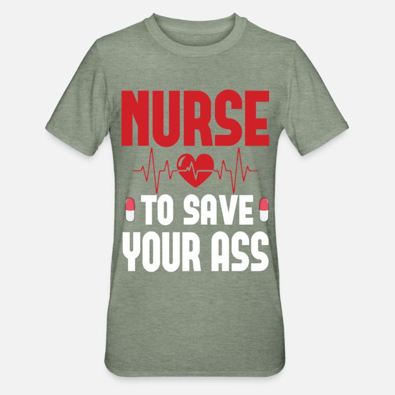 Krankeschwester - Unisex Polycotton T-Shirt - Militärgrün meliert