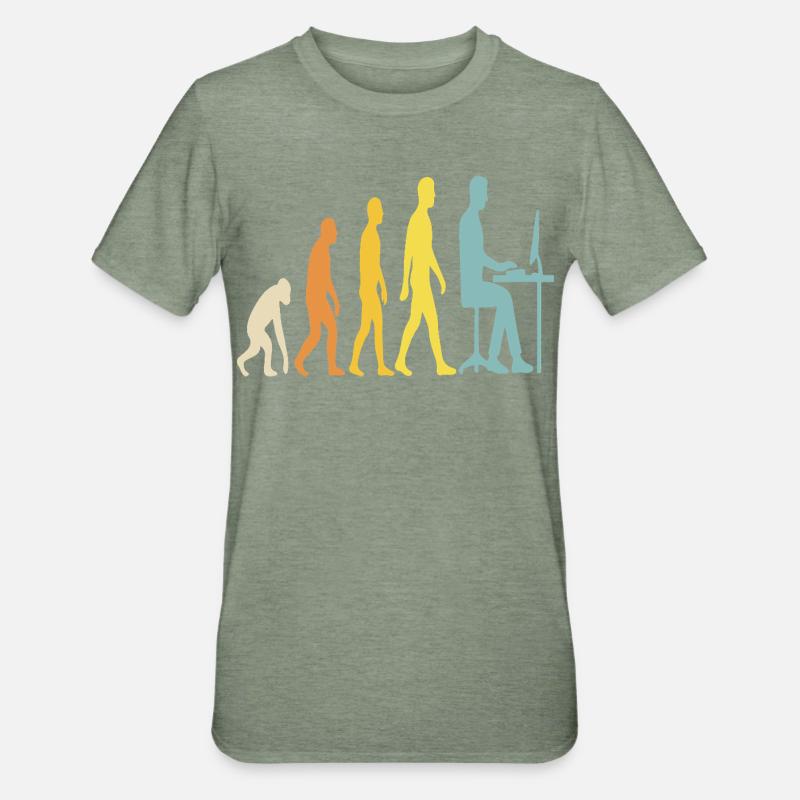 Tech Evolution at the Desk - Unisex Polycotton T-Shirt - heather military green