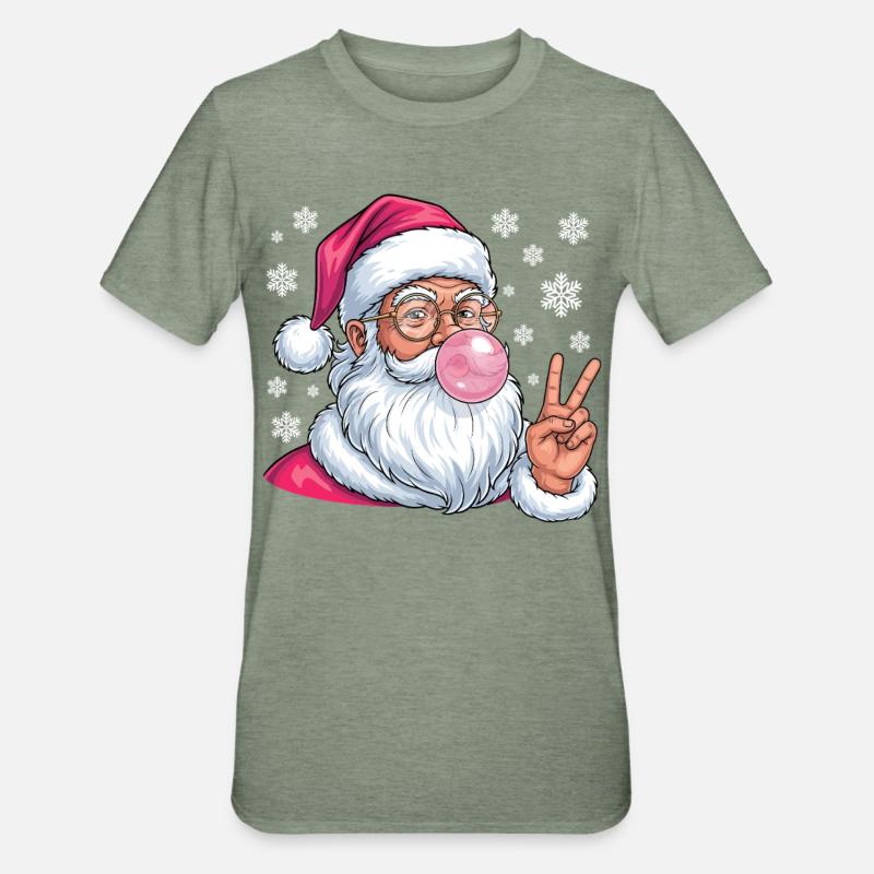 Weihnachtsmann Bubble Gum - Unisex Polycotton T-Shirt - Militärgrün meliert