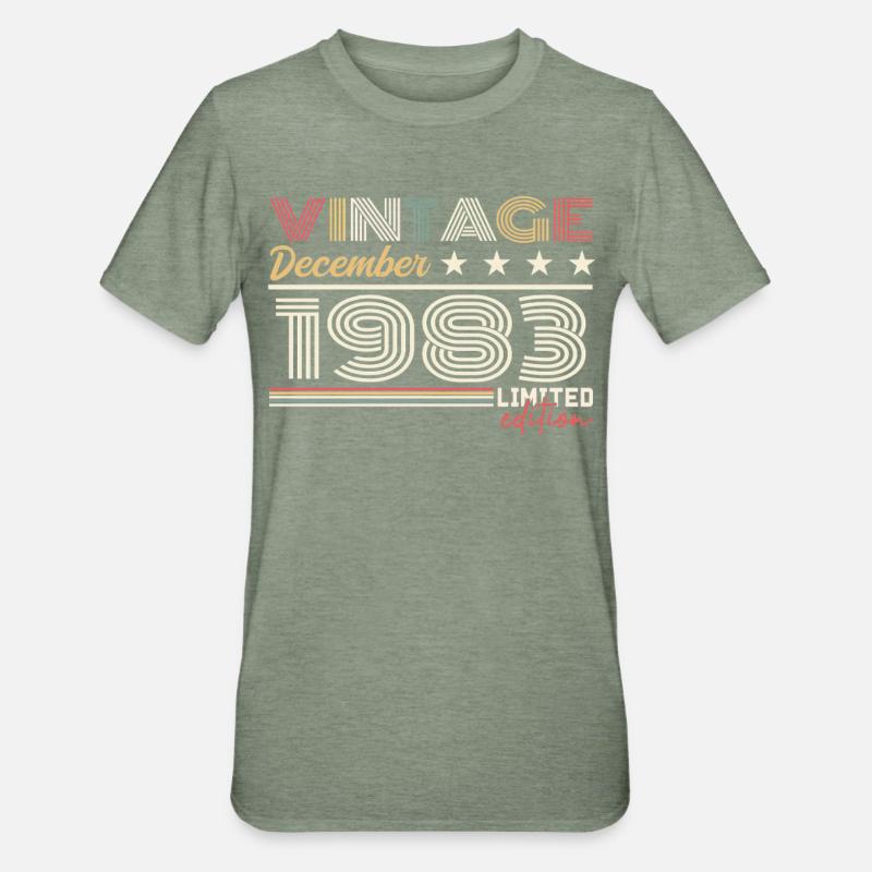 Dezember 1983 Geschenk - Unisex Polycotton T-Shirt - Militärgrün meliert