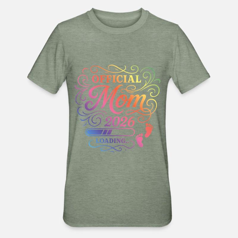 Mama 2026 Loading Mom Bunt - Unisex Polycotton T-Shirt - Militärgrün meliert