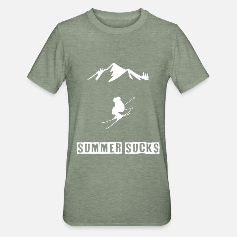 Ski - L’été, c’est nul - T-shirt polycoton Unisexe - vert kaki chiné