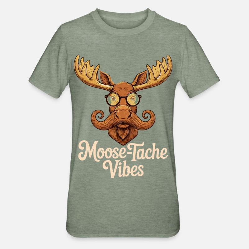 Dyrehumor, Elg, Vits, Bart - Unisex Polycotton T-skjorte - militærgrønn-melert