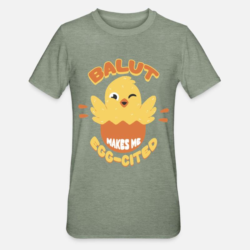 Balut Makes Me Egg-Cited Phillippinen - Unisex Polycotton T-Shirt - Militärgrün meliert