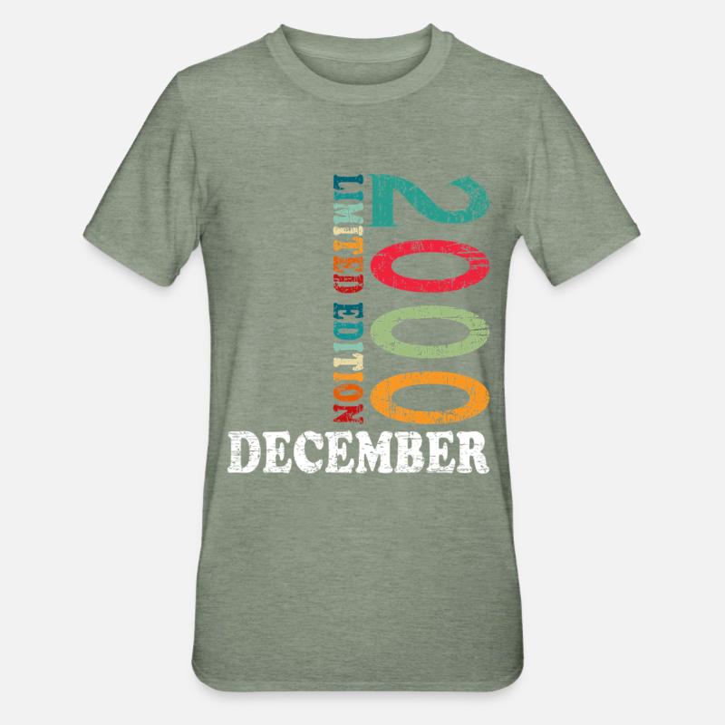 Anniversaire en décembre 2000 - décembre - T-shirt polycoton Unisexe - vert kaki chiné