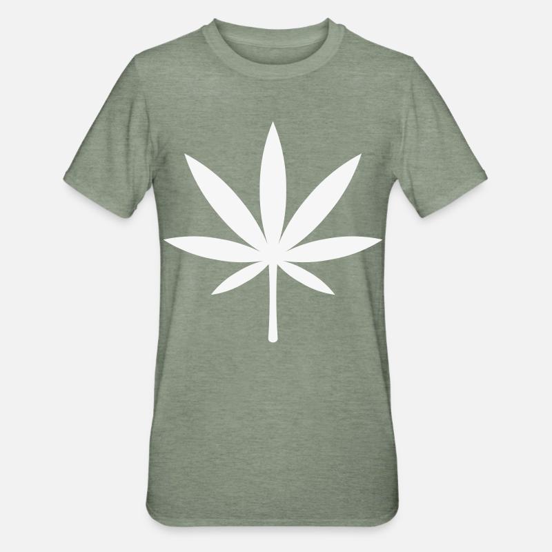 Cannabis / Marijuana / Hemp Leaf (White) - Unisex Polycotton T-Shirt - heather military green