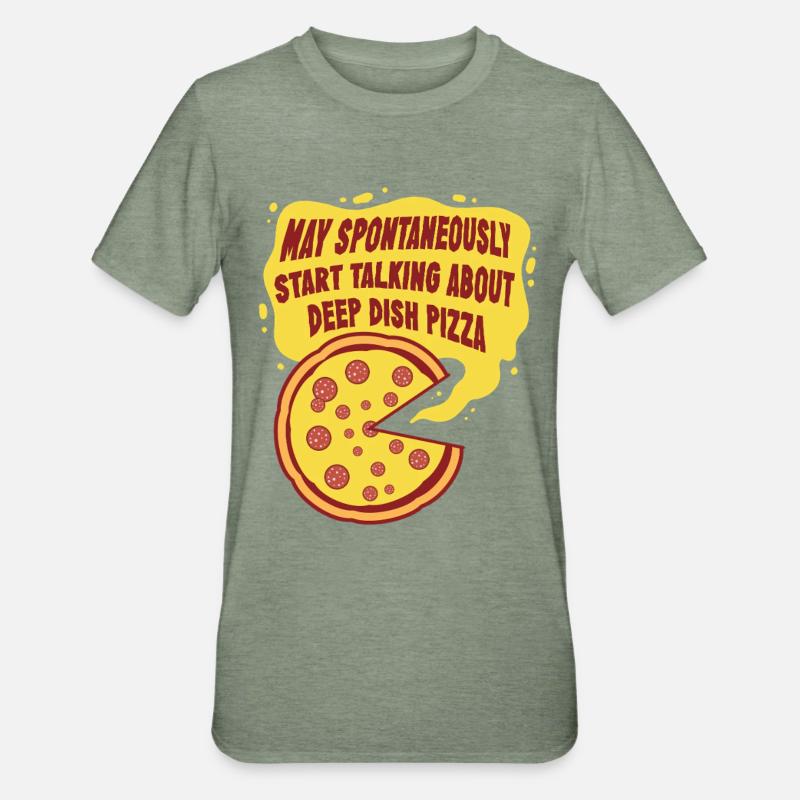Plat profond Pizza Chicargo - T-shirt polycoton Unisexe - vert kaki chiné