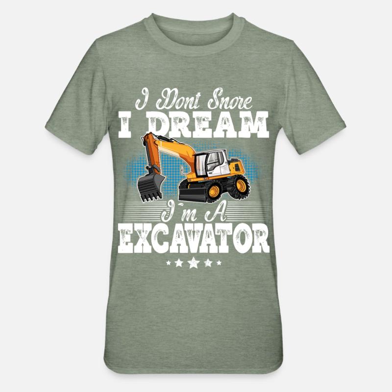 Excavator Operator - Unisex Polycotton T-Shirt - heather military green