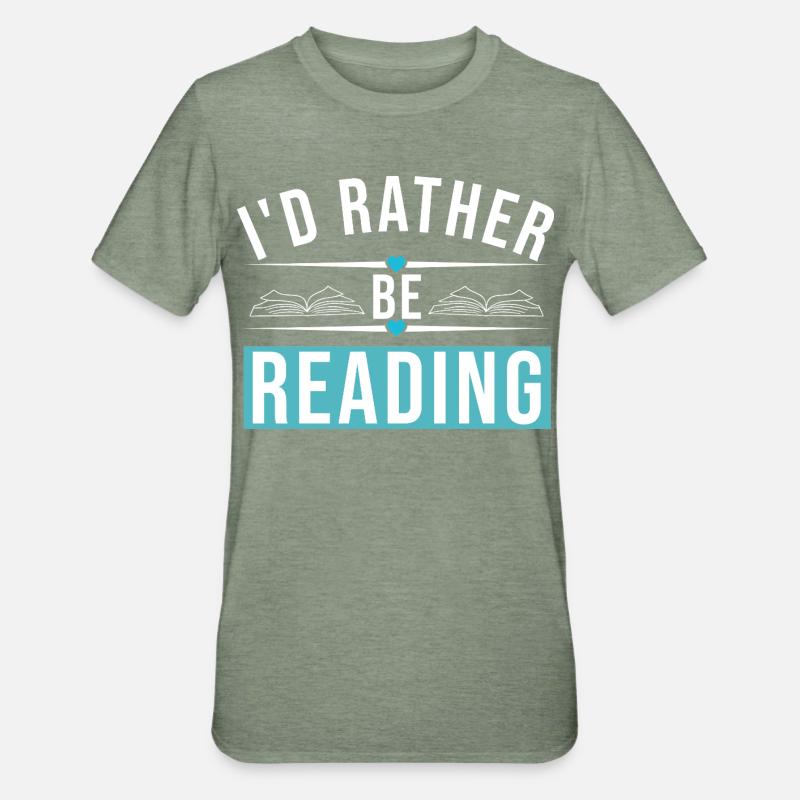 I'D RATHER BE READING - Unisex Polycotton T-Shirt - Militärgrün meliert