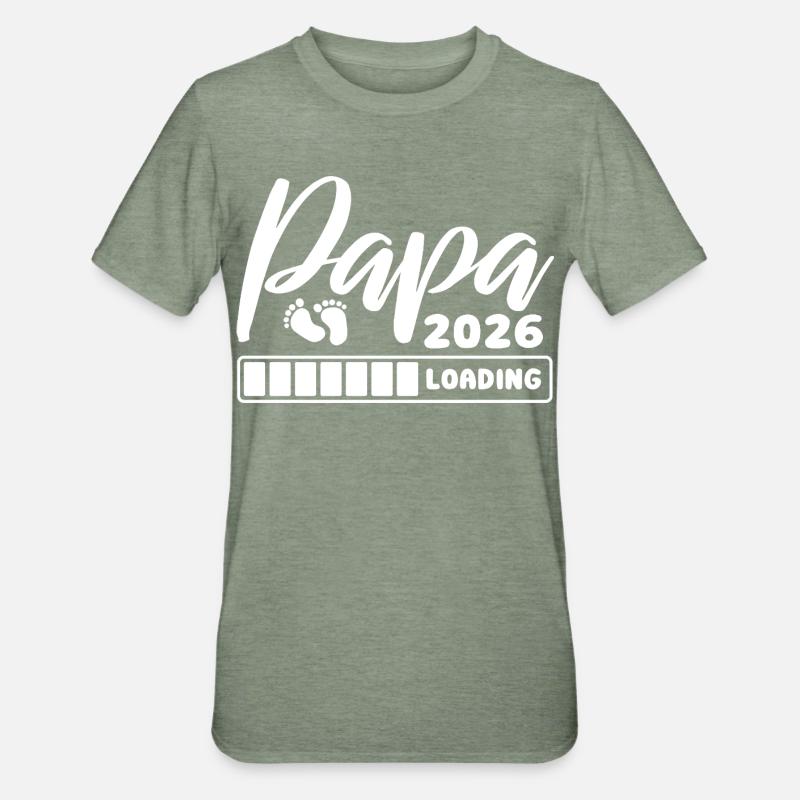Papa 2026 loading - Schwangerschaft - Geschenk - Unisex Polycotton T-Shirt - Militärgrün meliert