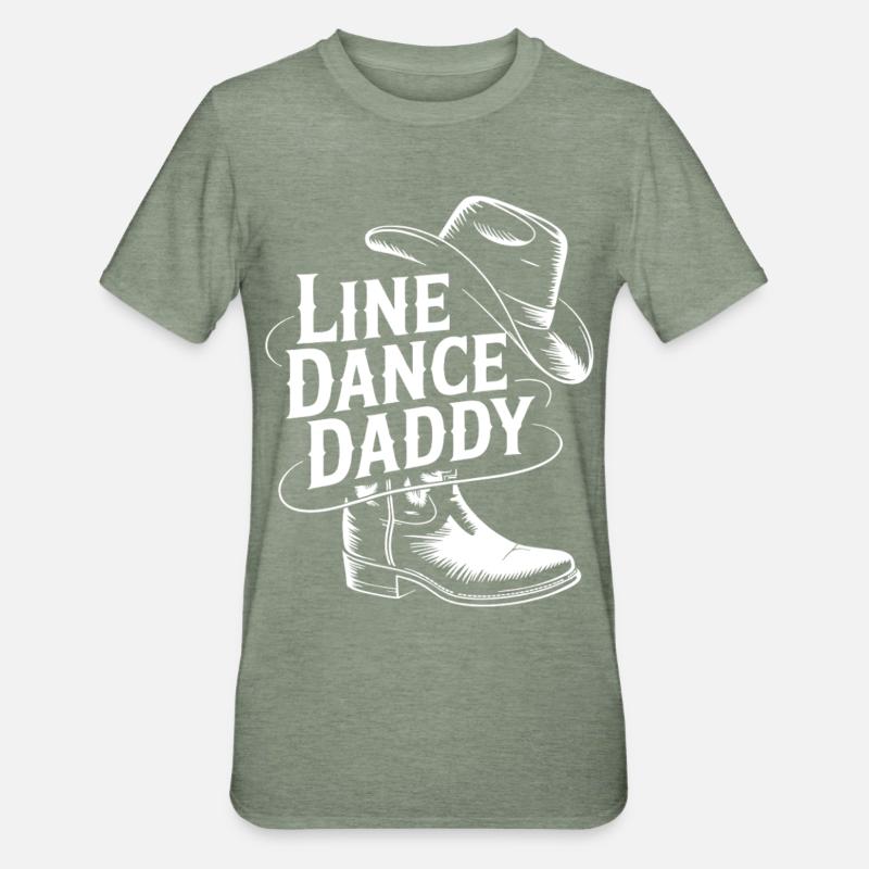 Line Dance Daddy Cowboystil - Unisex Polycotton T-Shirt - Militärgrün meliert