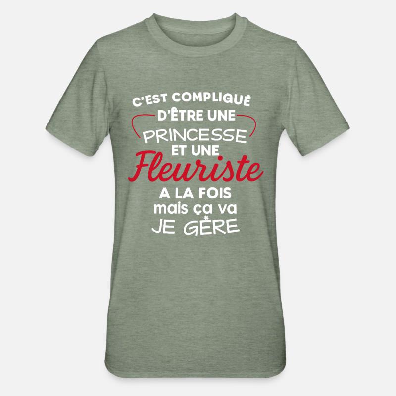 Princesse et Fleuriste: Double Vie Chic - T-shirt polycoton Unisexe - vert kaki chiné