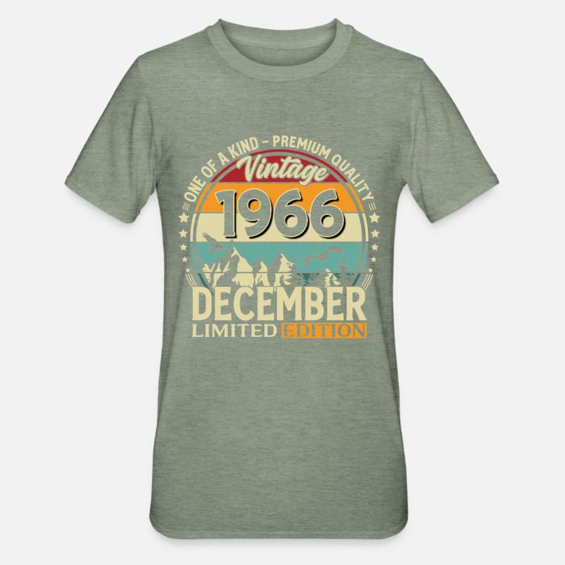 59e anniversaire Millésime décembre 1966 - T-shirt polycoton Unisexe - vert kaki chiné