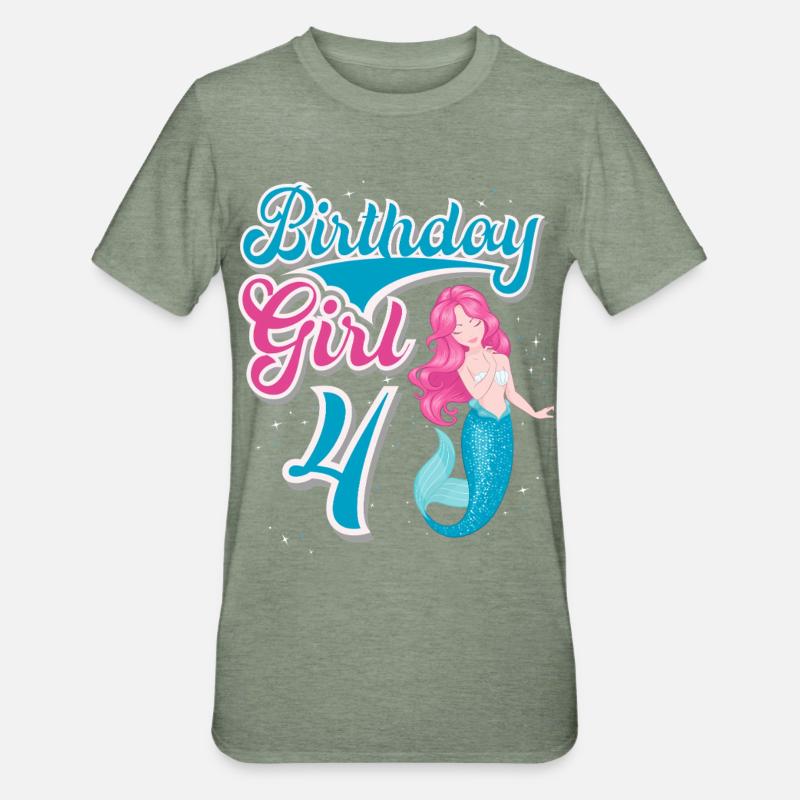Sirène du 4e anniversaire - T-shirt polycoton Unisexe - vert kaki chiné