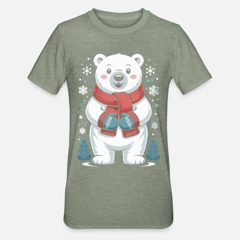 Polar Bear Winter Magic - Unisex Polycotton T-Shirt - heather military green