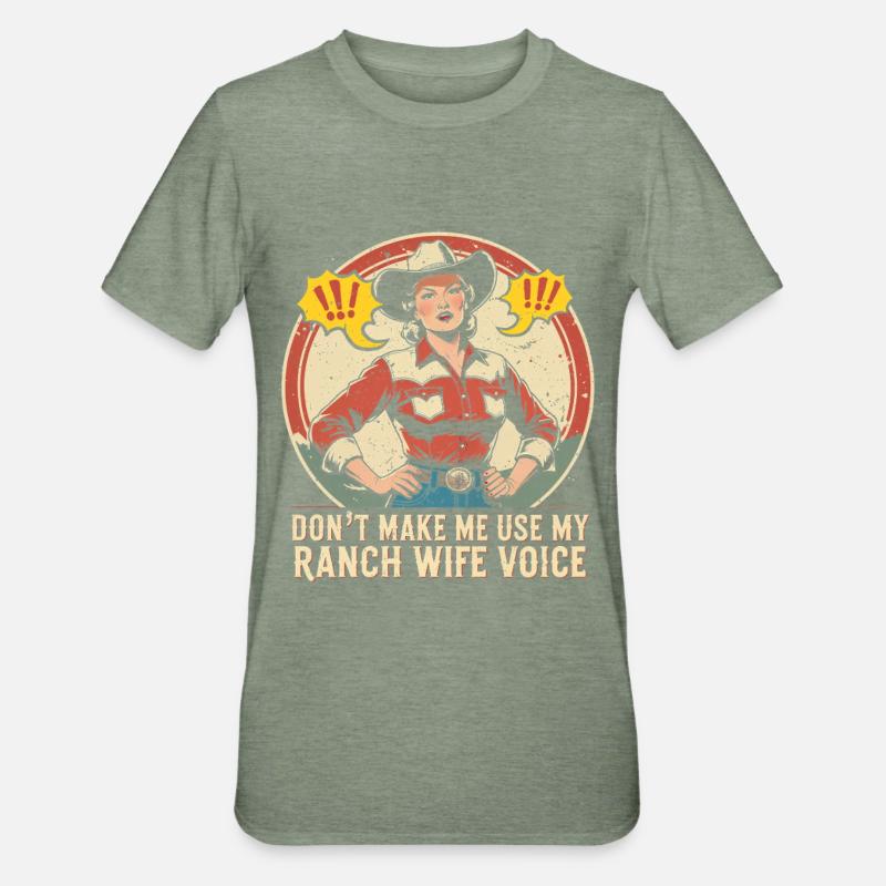 Ehefrau eines Bauern Mutter - Unisex Polycotton T-Shirt - Militärgrün meliert