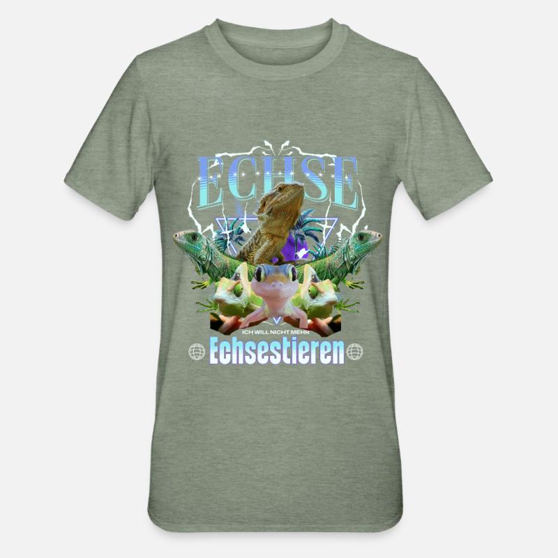 Lizard Y2K contrefait - T-shirt polycoton Unisexe - vert kaki chiné