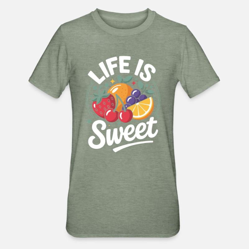 La vie est douce - T-shirt polycoton Unisexe - vert kaki chiné
