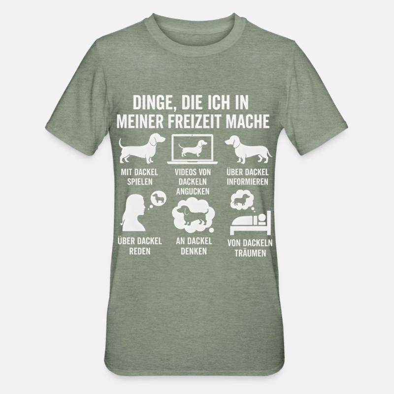 Lustiges Dackel Freizeit Hobby Sprüche - Unisex Polycotton T-Shirt - Militärgrün meliert