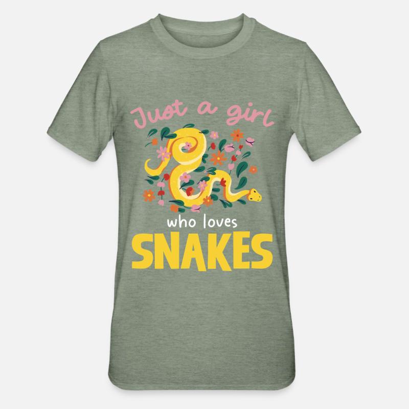 Nur ein Mädchen liebt Schlangen - Unisex Polycotton T-Shirt - Militärgrün meliert
