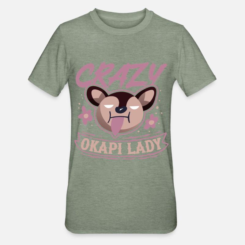 Dame Okapi Folle - T-shirt polycoton Unisexe - vert kaki chiné