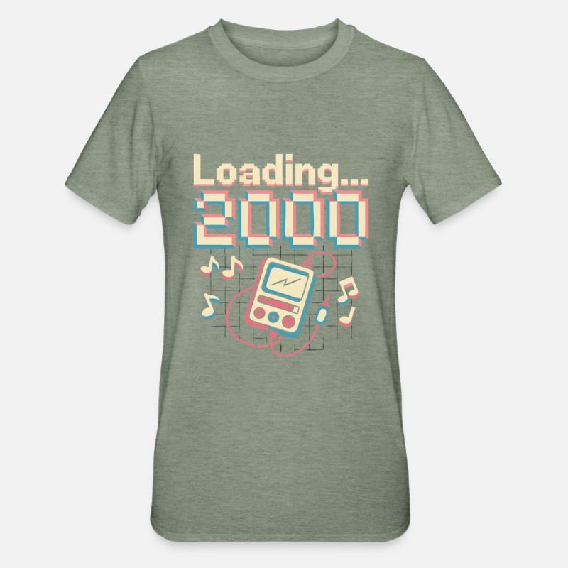Conception de pixels Y2K – Chargement 2000 - T-shirt polycoton Unisexe - vert kaki chiné